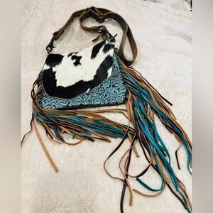 Myra Concealed Weapon Cowhide Fringe Shoulder Bag